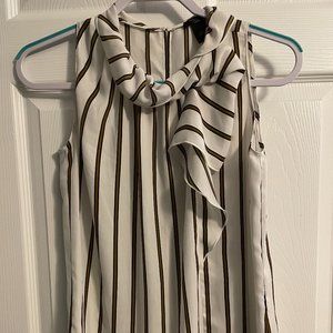 Striped Sleeveless Blouse, neck tie details - Ann Taylor Factory | Petite XS